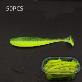 Luya T Tail Soft Bait Sea Fishing Freshwater Lead Head Hook Mandarin Fish Bass Dummy Bait (Option: Emerald green-5cm)