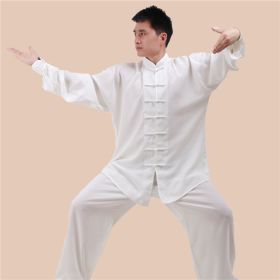 Cotton And Linen Men Perform Morning Exercises In Spring, Summer And Autumn (Option: White-3XL)