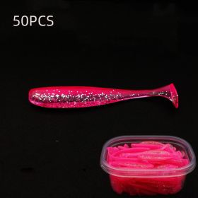 Luya T Tail Soft Bait Sea Fishing Freshwater Lead Head Hook Mandarin Fish Bass Dummy Bait (Option: Pink-5cm)